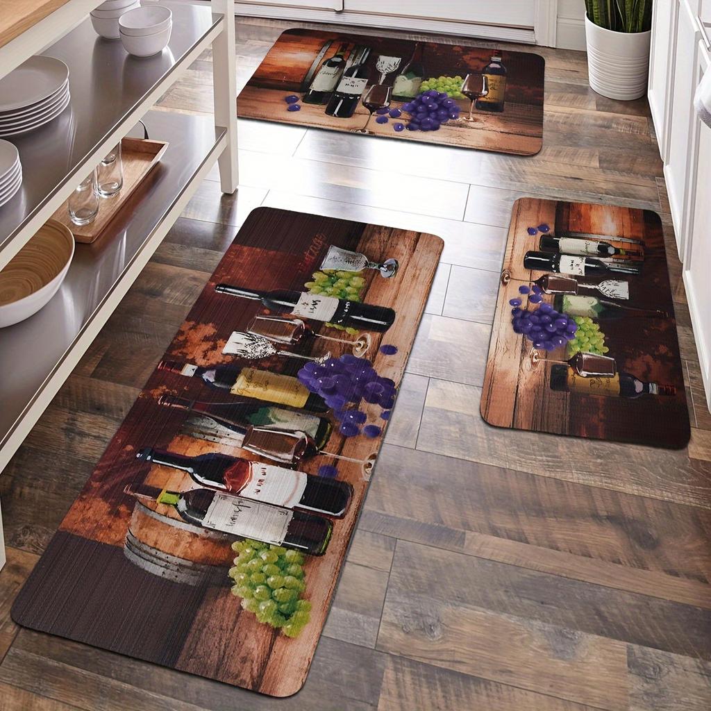 1pc Creative Wine Bottle Kitchen Mat Soft Thickened Kitchen Floor Mat Waterproof Non-slip Oil-proof Floor Mat Runner Rug