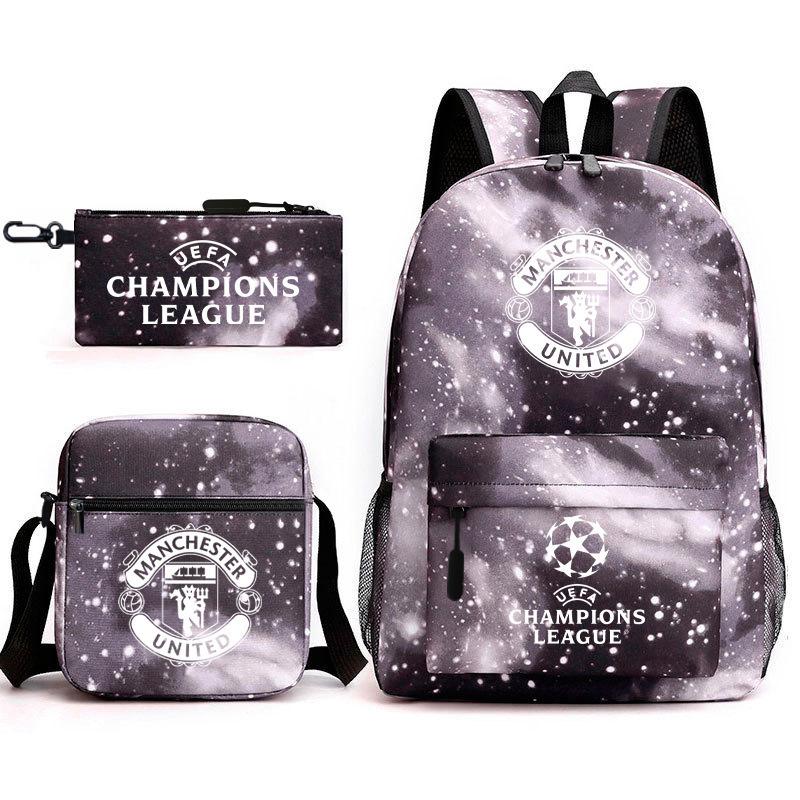 Zaino da Tifoso di Calcio per Bambini e Ragazzi Manchester United Semplice Casual Zaino Giornaliero Borsa a Spalla con Astuccio