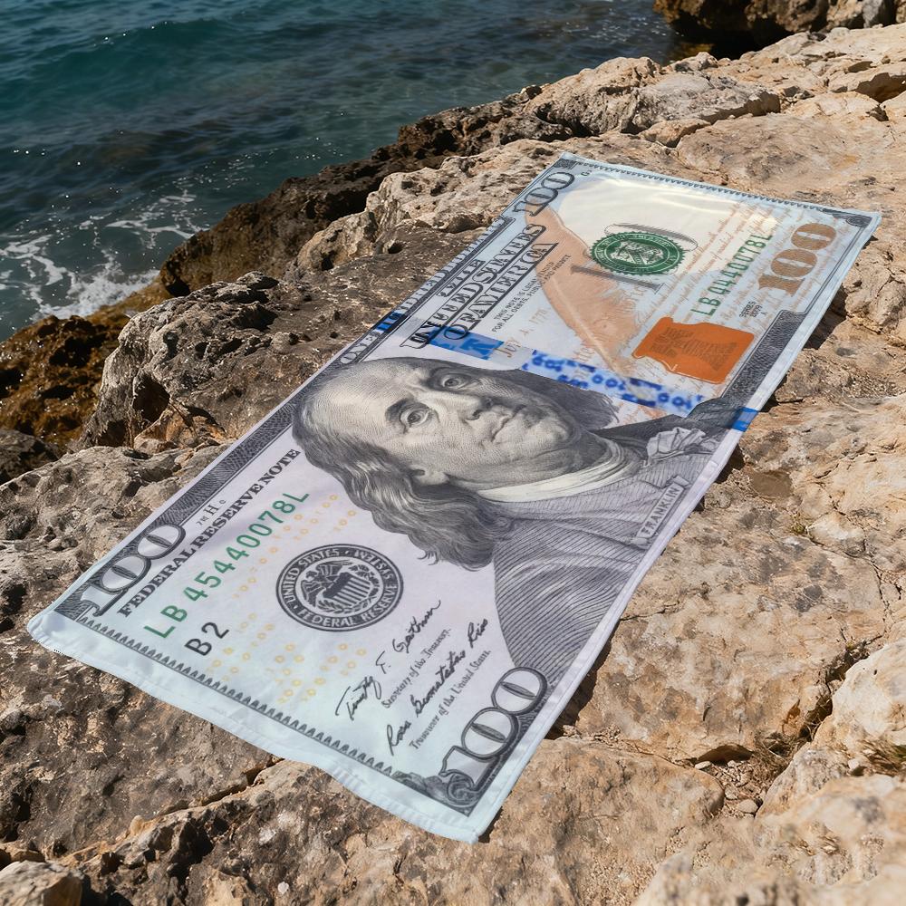 Kreativní ručník s motivem amerického dolaru z mikrovlákna Plážový ručník Absorpční Rychleschnoucí Měkký Ručník na jógu Plavání Dovolenou Horská turistika