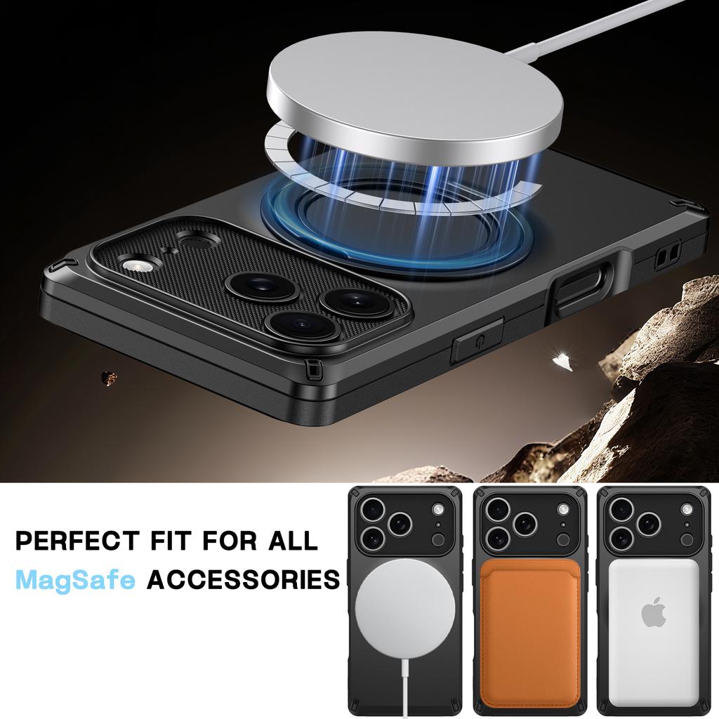 For Magsafe Magnetic 360°Rotating Metal Bracket Armor Phone Case for IPhone 18 Pro Max 15 16 17 Pro Max Plus 18 Pro Bumper Cover