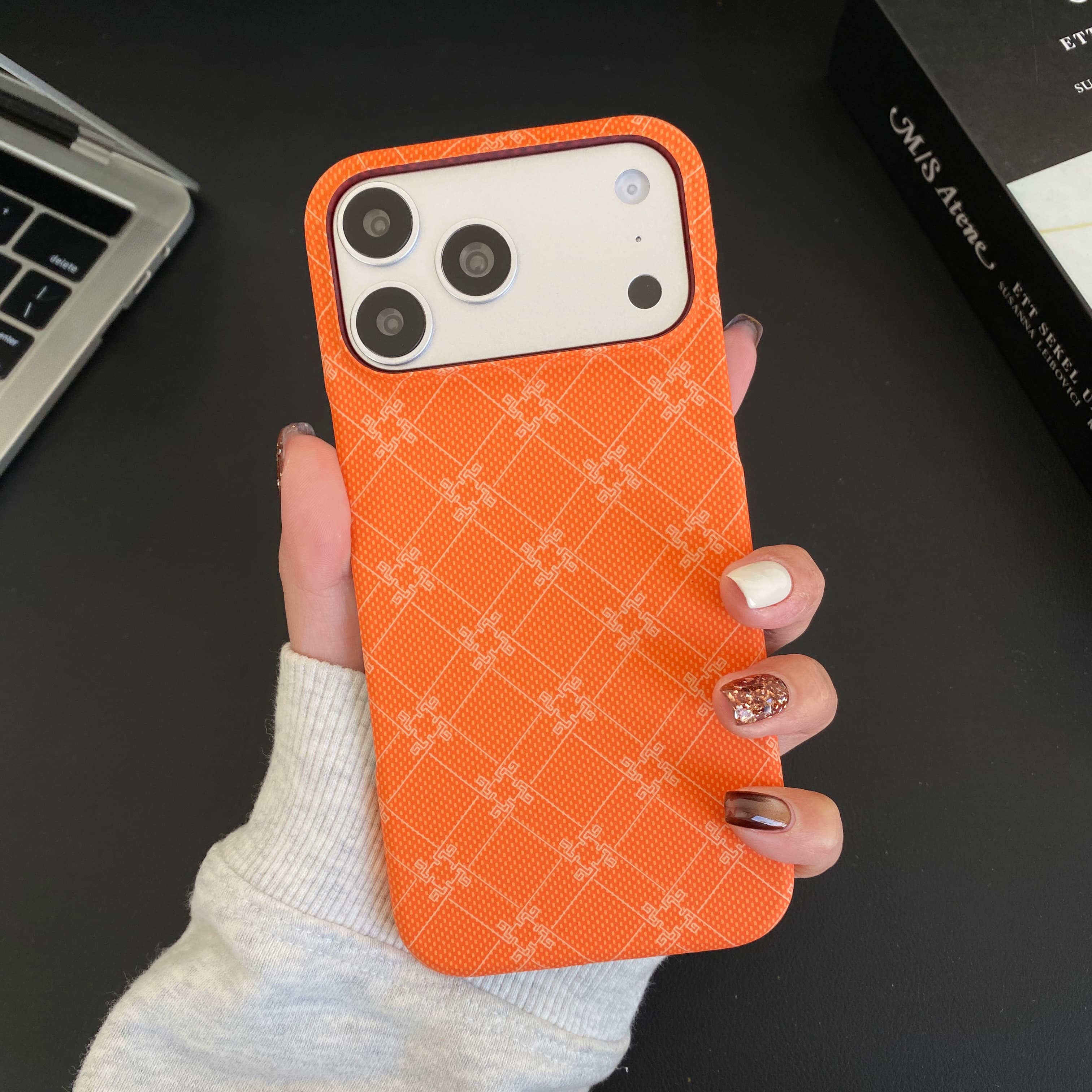 

Auspicious Magnetic PU Leather Electroplated Phone Case for iPhone 17 Pro 16 15 14 13 Pro Max Protection Cover iPhone 15 Pro Max помаранчевий