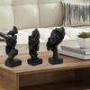 Black Thinker Statue 3pcs Modern Home Collection Statues Abstract Facial Art Resin Ladies Thinker Figurines Set For Living Room