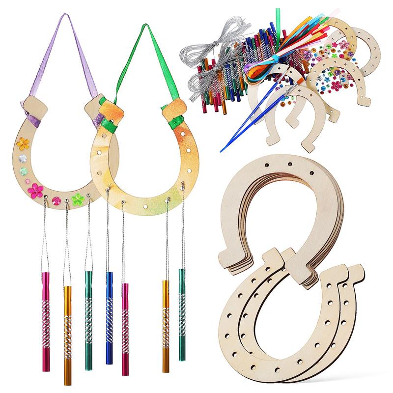 

1 Set Wind Chime Kit Diy Wooden Wind Chime Horseshoe Wind Chime Birthday Wedding Decor Birthday Chime Set Crafts Pendant світло-сірого кольору