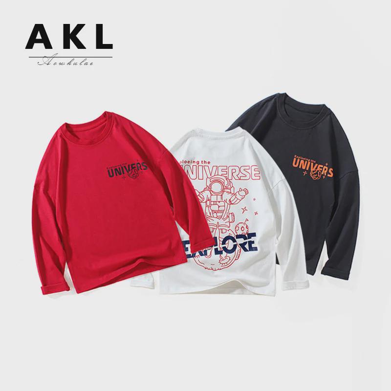 Boys' Korean-Style Autumn 2024 Long Sleeve Printed T-Shirt