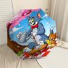1pc Tom and Jerry Picnic Automatic Open/Close Umbrella Compact Folding Umbrella with 8-Rib Shaft Lightweight Esign, for Women/Men1155A