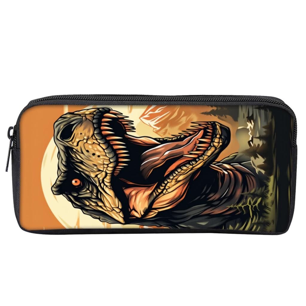 Dinosaur Print Single Layered Pencil Case for Boy/Girls Best Gifts 2D Flat Cartoon School Supplies Pencil Pouch for Children