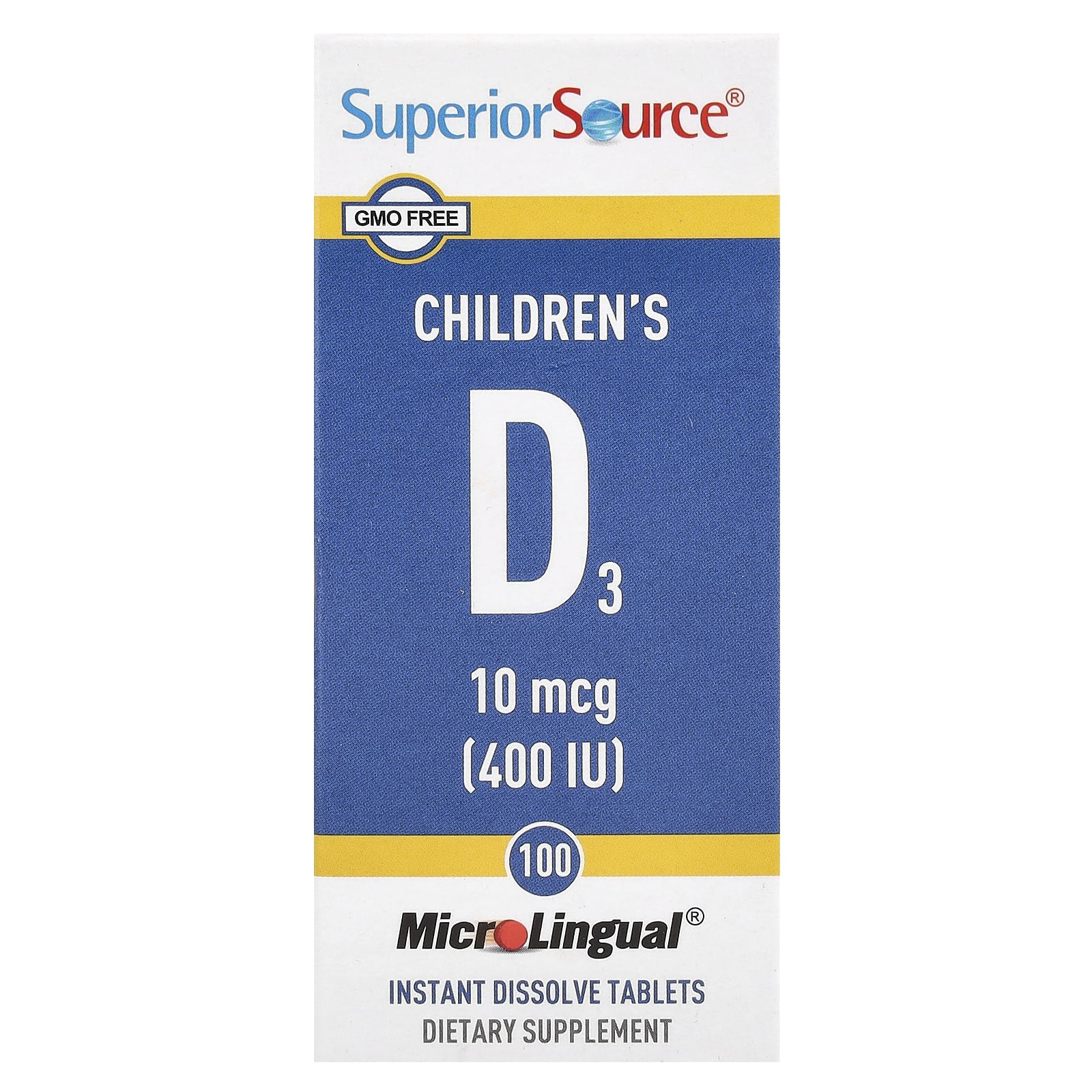 

Children s D3, 10Mcg(400Iu), Microlingual® Instant Dissolve Tablets, 100 Tablets