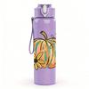 1PC Autumn Pumpkin Floral Art 750ml Color Plastic Sports Water Bottle Leakproof Flip Straw Lid Suitable for Sports Office Home Use