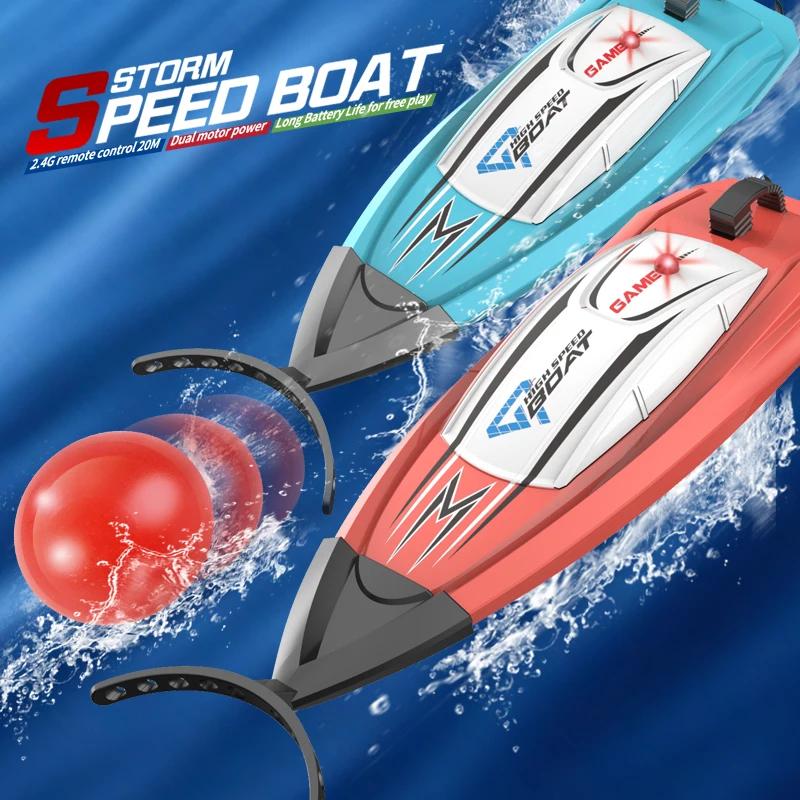 2.4G Rc Mini High Speed Boat Push Ball Children'S Remote Control Speedboat Indoor Water Play Competitive Water Game Boys Toys