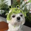 New Pet Hood Hand-knitted Hat in the Shape of a Little Frog Pet Headwear Suitable for Small to Medium-sized Dogs and Cats
