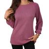 Women's Solid Color Crew Neck Loose Long Sleeve Patchwork T-shirt Top  Fall Winter New For Cross-border Trade