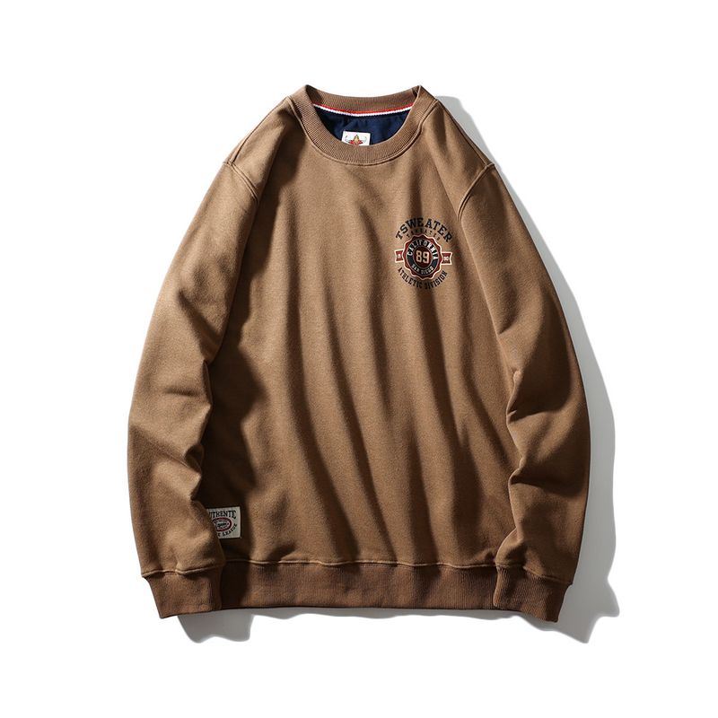 American Retro Fashion Brand Sweater Men s 2024 New Spring and Autumn round Neck Long Sleeves Export Export Men Casual Jacket Khaki 3XL