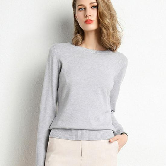 New Autumn Winter Women's Plus Size Round Neck Long Sleeve Knitwear Base Layer