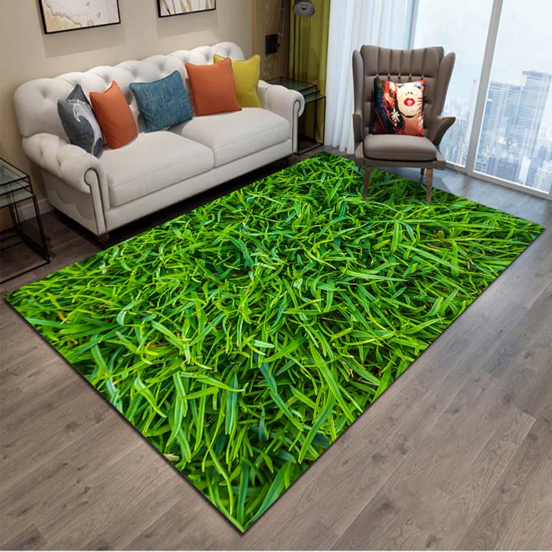 15 Sizes Football Field Green Grass Rugs for Kids Room Play Mats Area Carpet for Bedroom Living Room Soft Rug Home Decor Rug Mat