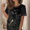 T-shirt da Donna alla Moda Girocollo Manica Corta Stampa a Colori 3D