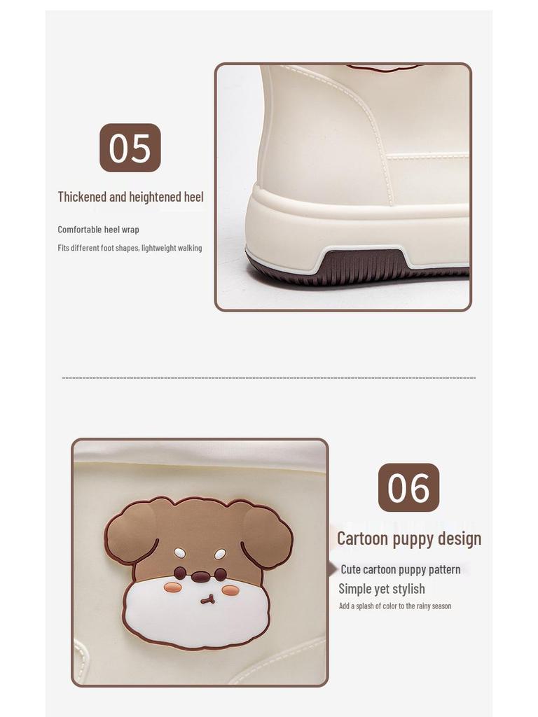 Damen Mid-Calf Wasserdichte Regenstiefel, Rutschfestes Gummi mit Baumwollfutter für Outdoor- und Küchengebrauch.