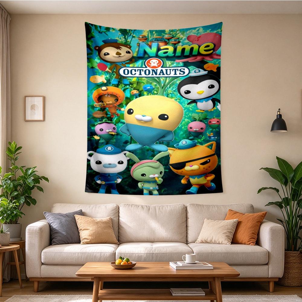 Custom Name Octonauts Tapestry Wall Hanging for Bedroom, Living Room & Dorm Decor, Modern Home Wall Art