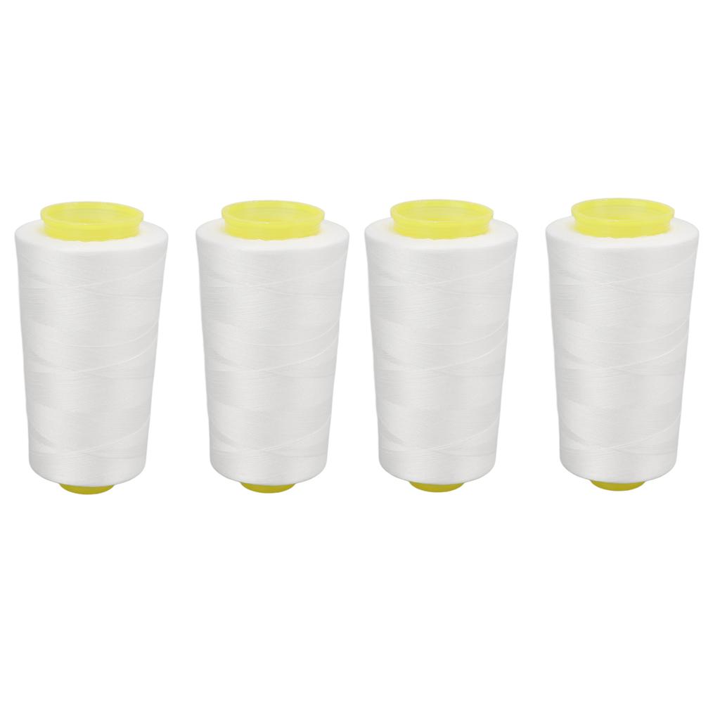 4Pcs Serger Thread White Premium Polyester Sturdy Durable Wear Resistant Widely Used White Thread