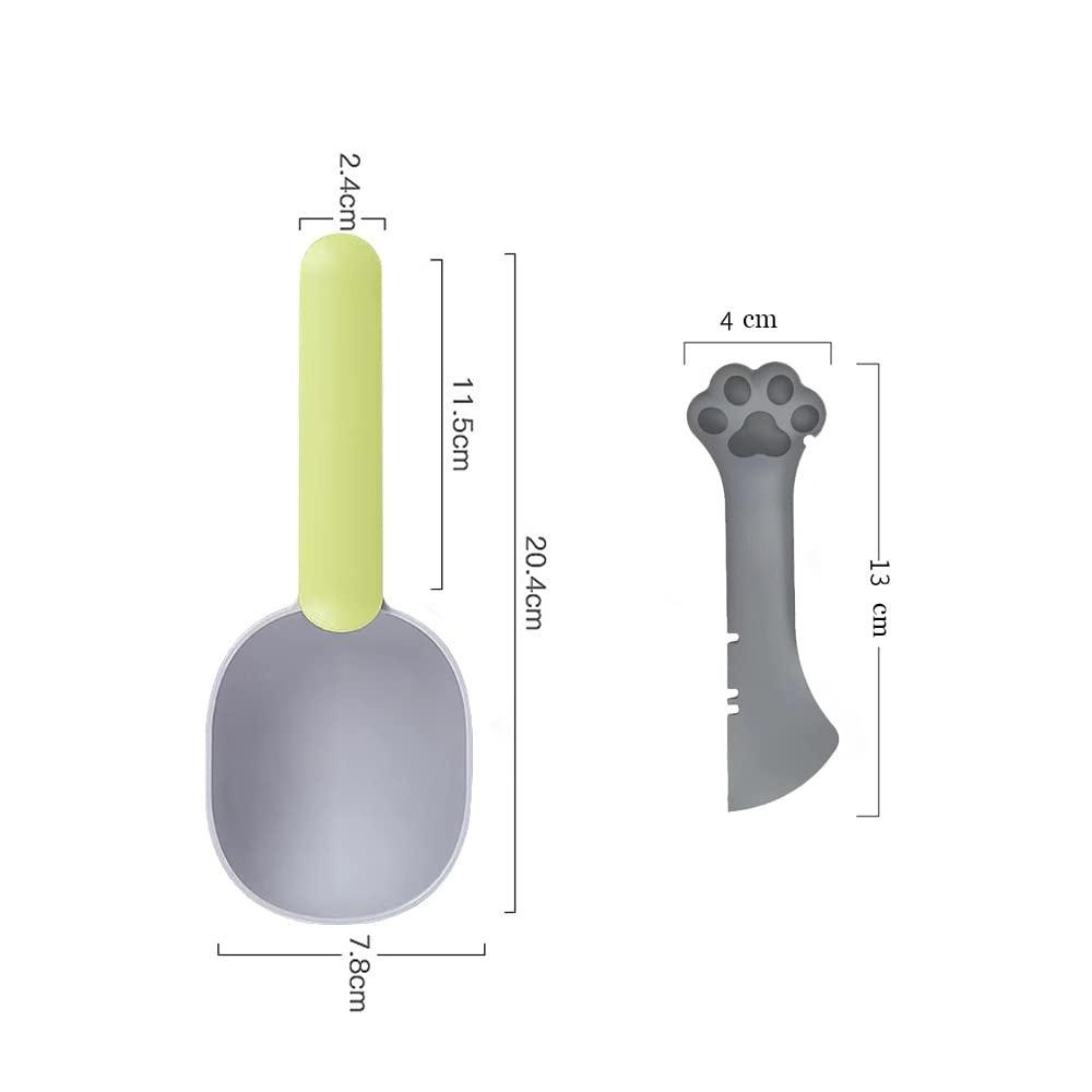 Small Silicone Pet Food Can Spoon Mini Spatula + Plastic Pet Cat Food Scoop with Bag Sealing Clip Handle for Dogs/Cats/Birds