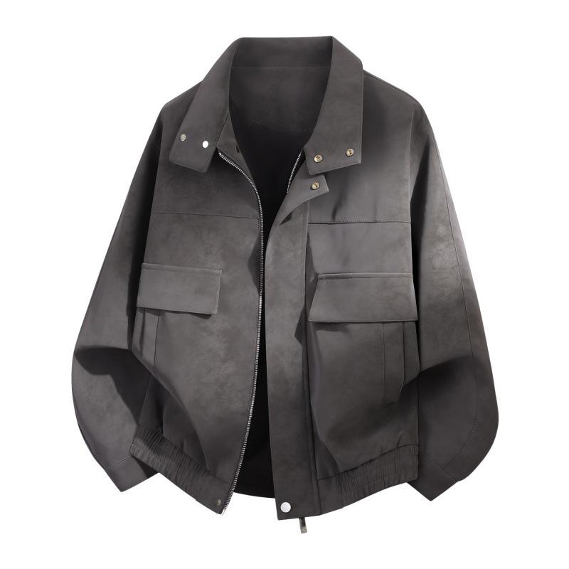 New spring and autumn new men's American retro leather jacket, lapel trendy men's clothing