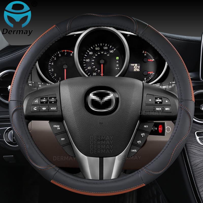 For Mazda CX3 CX4 CX5 CX6 CX7 CX8 CX9 CX30 CX50 CX60 CX70 CX80 CX90 Genuine Leather Car Steering Wheel Cover Auto Accessories