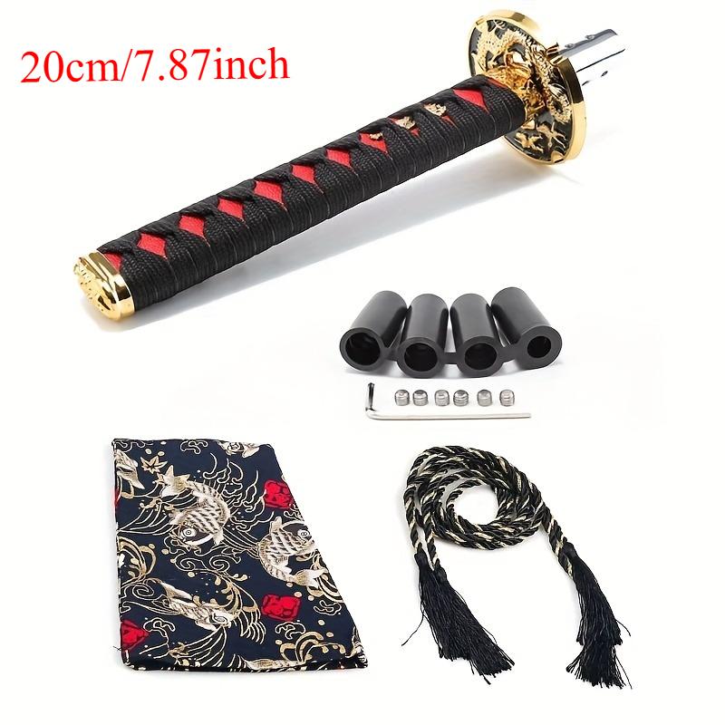 Universal Dust Cover Shift Knob Collars With Adapters With 150mm200MM JDM Katana Samurai Sword Shift Knob Shifter car gear lever 20CM-black