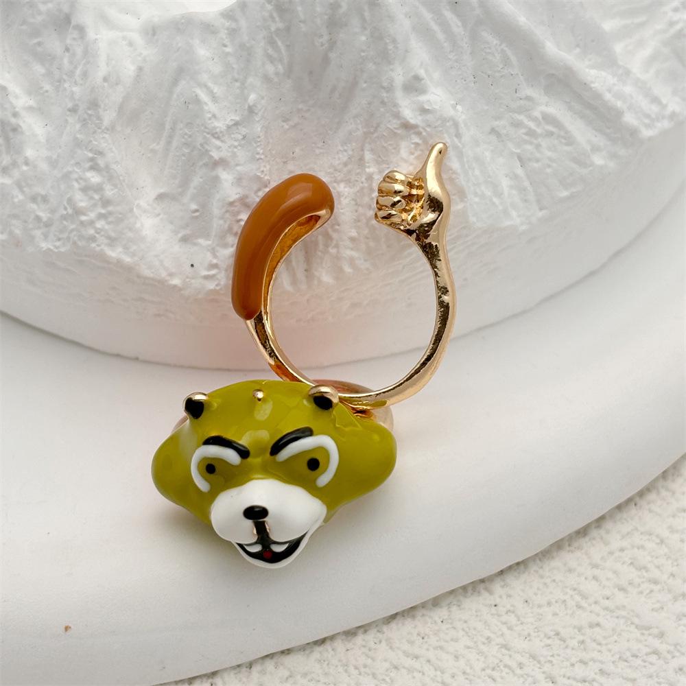

Chic Cute Brown Bear Detachable Pet Ring Set with Drip Oil Finish Adjustable золотой
