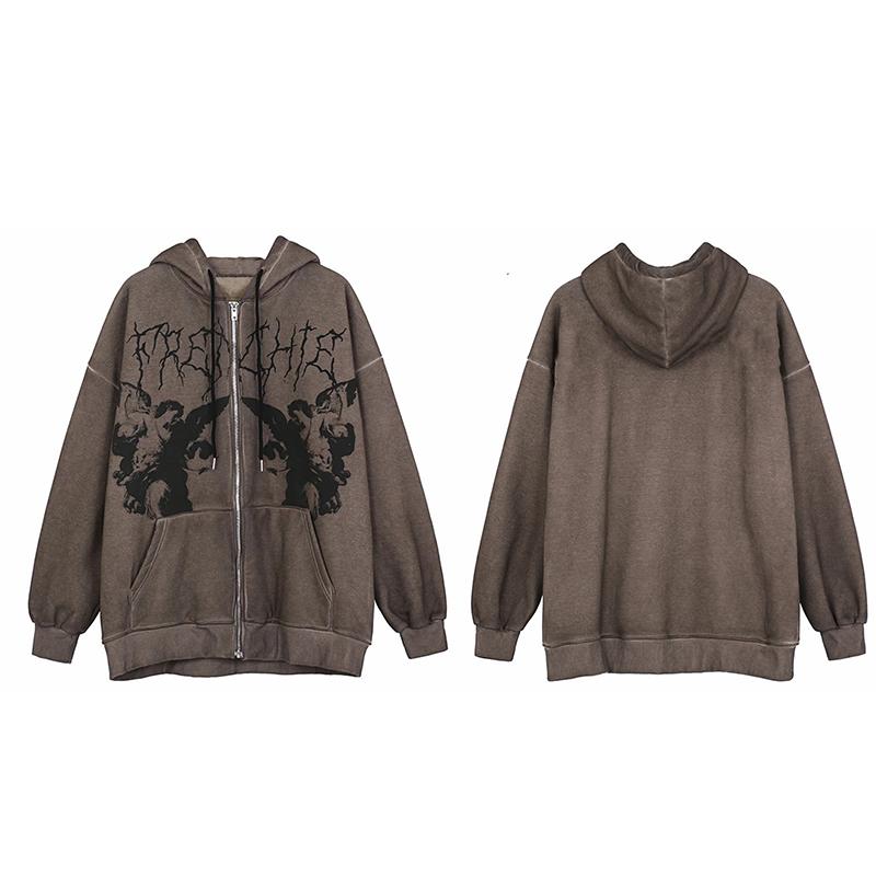 

Женский осенний свитер с принтом, свободный кардиган с капюшоном, модели Tide, зима в США M