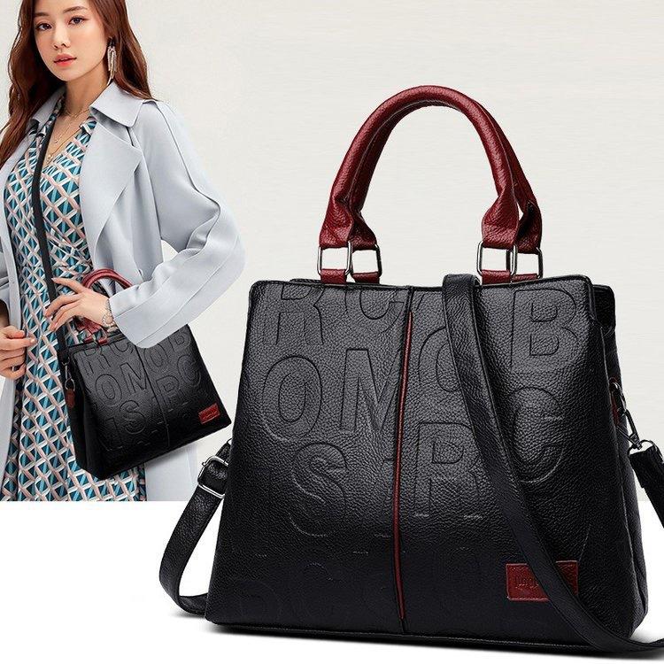 New Handbag Going Out Messenger Large Capacity Internet Celebrity with Soft Leather Embossed Shoulder Bag Portable Woman