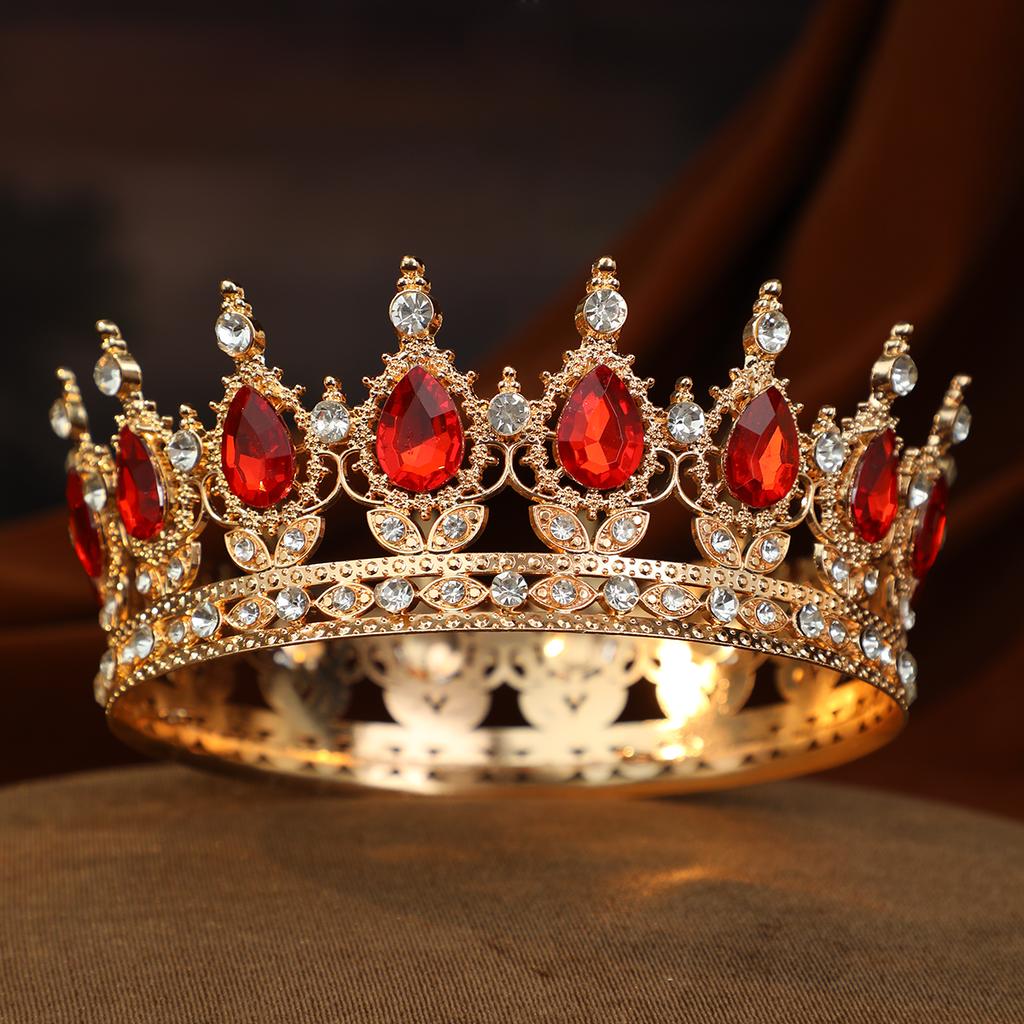 Barock Kristall Runde Diadem und Kronen Stirnband für Damen Party Abschlussball Diadem Braut Hochzeit Haar Accessoires Schmuck Krone Diadem