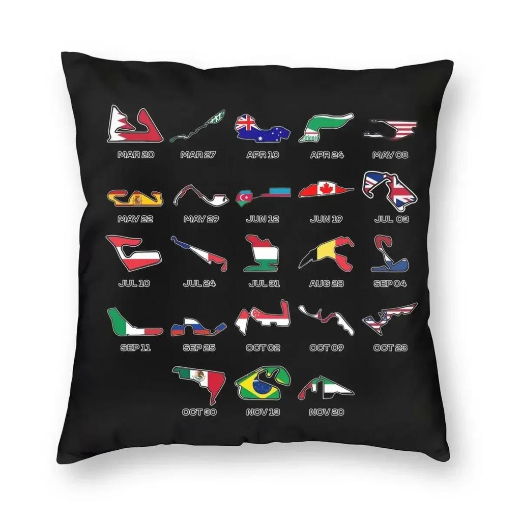 F1 Circuits Pillowcase Polyester Linen Velvet Pattern Zip Decor Throw Pillow Case Bed Cushion Cover