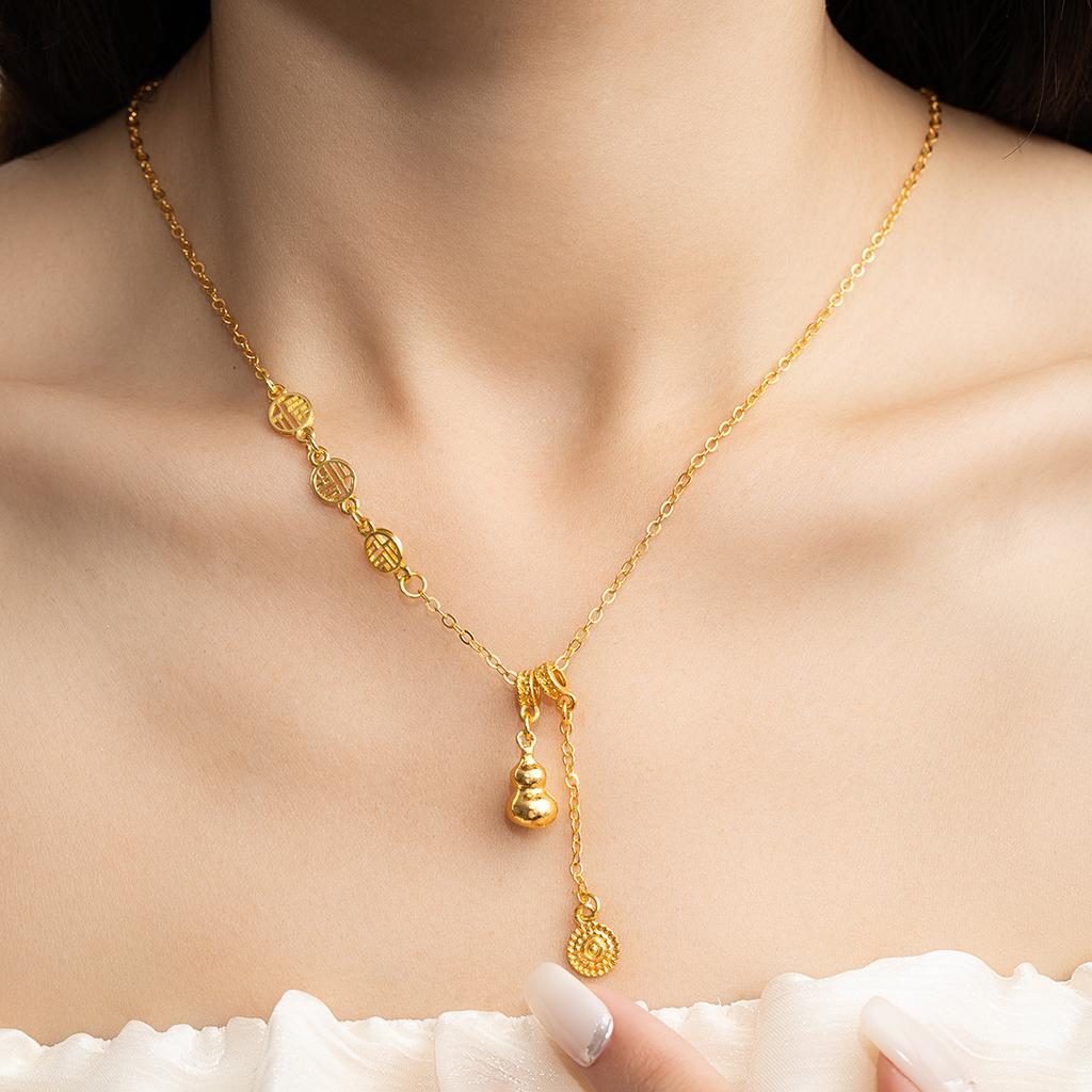 Golden Gourd Necklace, Women'S Light Luxury Niche Design, High-End Sense Of National Style, Temperament, Lucky Brand Fringed Collarbone Chain