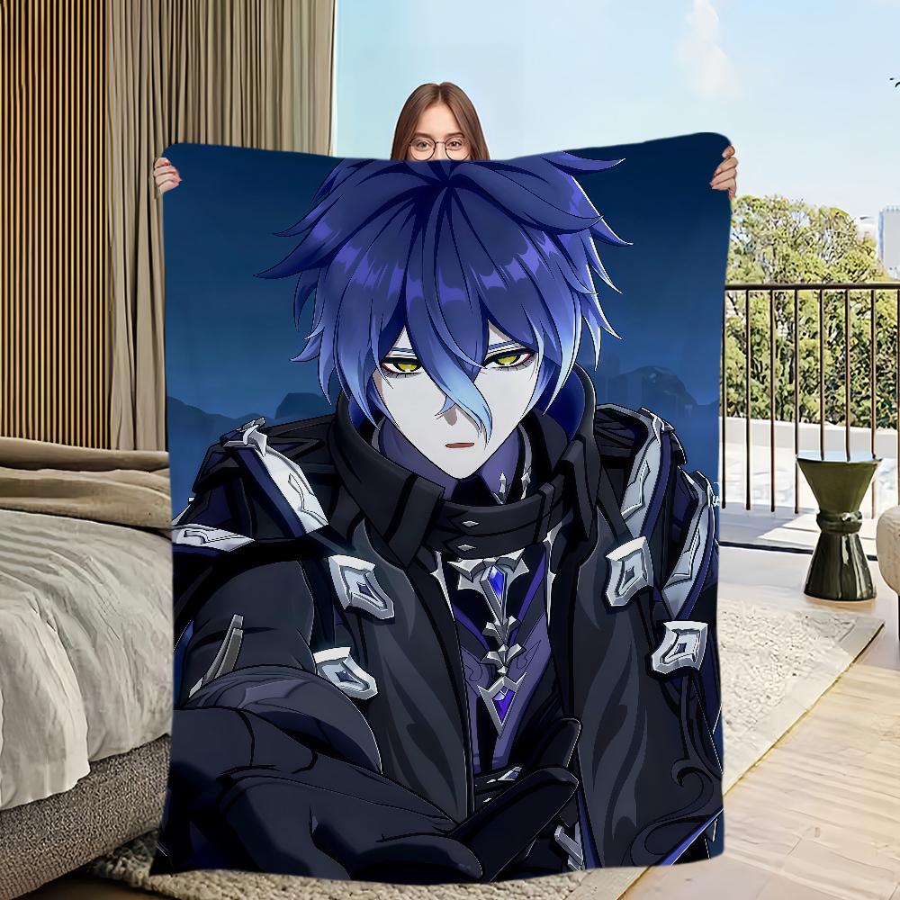 Flins Genshin Impact Fanart Muskeldecke Flanell warme weiche Plüschdecke für Sofa Wohnzimmer Zuhause Schlafzimmer Reise Geschenk Heim