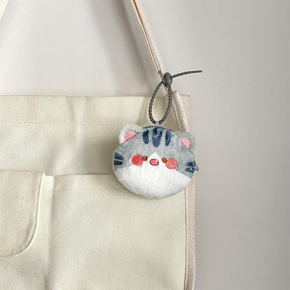 Data Cable Storage Bag Cat Coin Purse Zipper Plush Earphone Bag Fashion Cartoon Wallet  Girls