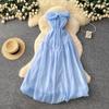 French Niche Design Knot Sexy Tube Top Dress Women's Seaside Vacation Dress Long Dress Spring and Summer