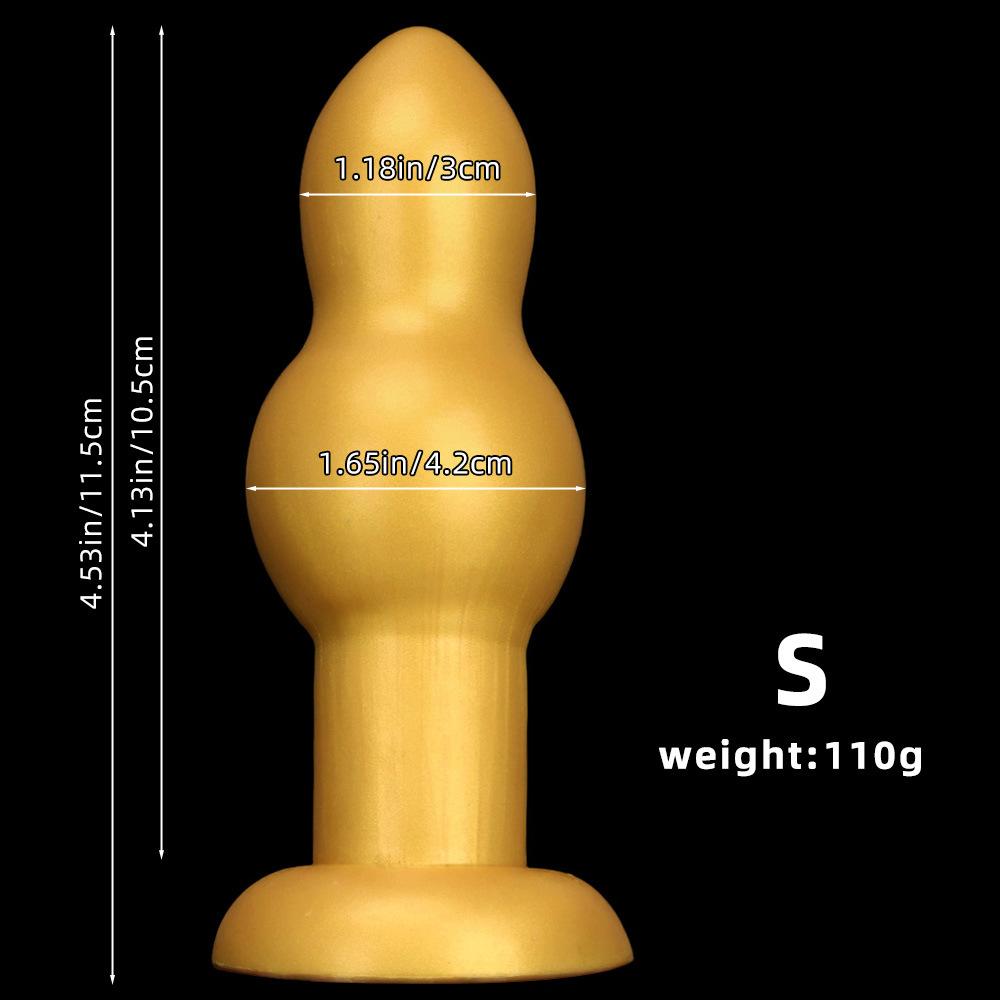 Silicone Gold Sized Huluwa Shaped Anal Plug Adult Suction Cup Backyard Sex Toy SM Female Masturbator Sex Toy