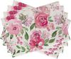 Spring Summer Watercolor Flower Placemats Set of 4, Pink Peony Floral Dining Table Place Mats, Seasonal Kitchen Decor Home Decoration 12 X 18 I
