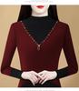 2024 Winter Korean Style Slim Fit Color Block Thick Double-Sided Cashmere Turtleneck Base Layer