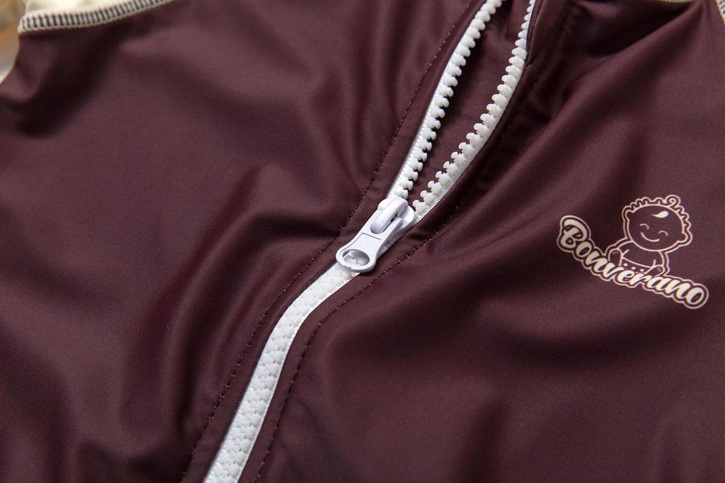 Bonverano Rashguard Badeanzug mit UPF UV Lang für Baby Jungen Alter Einteilig 50+ Schutz, Kapuze, Ärmel, (Braun, 3-6 Monate)