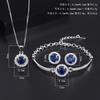 Jewelry Three Piece Set Blue Zircon Earrings Versatile Women's Treasure Bracelet Royal Sapphire Necklace
