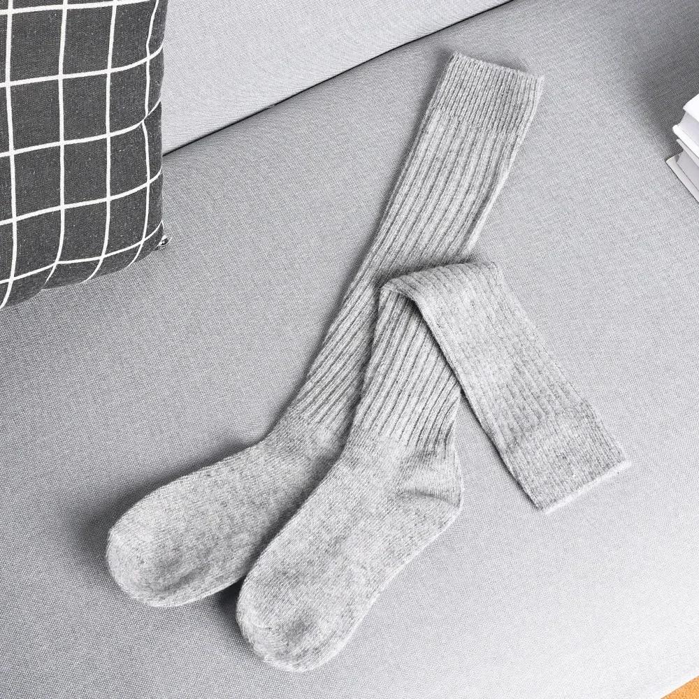 Damen Weiche Wolle Lange Socken Herbst Winter Kaschmir Einfarbig Gestrickte Strümpfe Skinny Lässig Kniehoch Flauschig Warm Verdicken Mädchen Socken