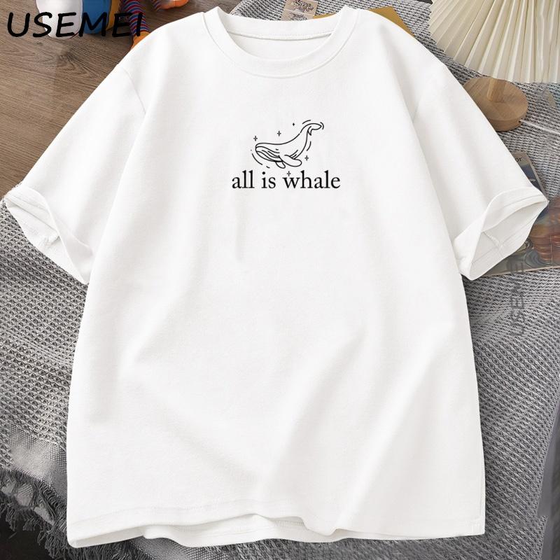 All Is Whale T-Shirt Cute Whale Tshirt Sea Life Ocean Nature T-Shirts Animal Lover Short Sleeves Cotton Unisex Summer Top L