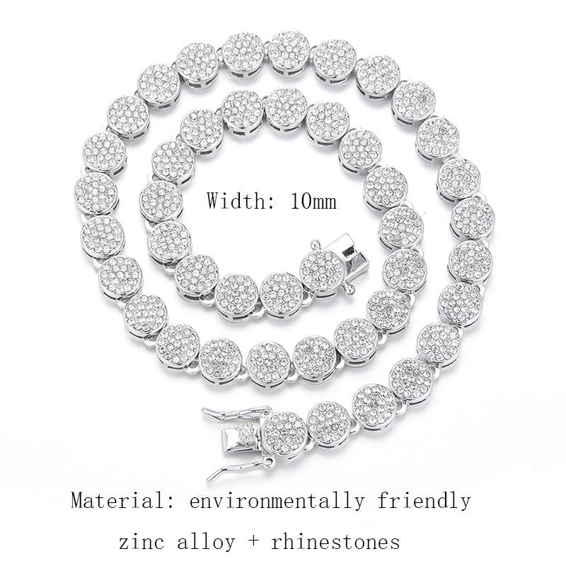 Women's Hip Hop Rock Candy Chain Necklace: Round Diamond Collarbone Jewelry