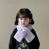Solid Color Anti-Cold Neckerchief Casual Kids Plush Scarf Sweet Bowknot Scarf  Children
