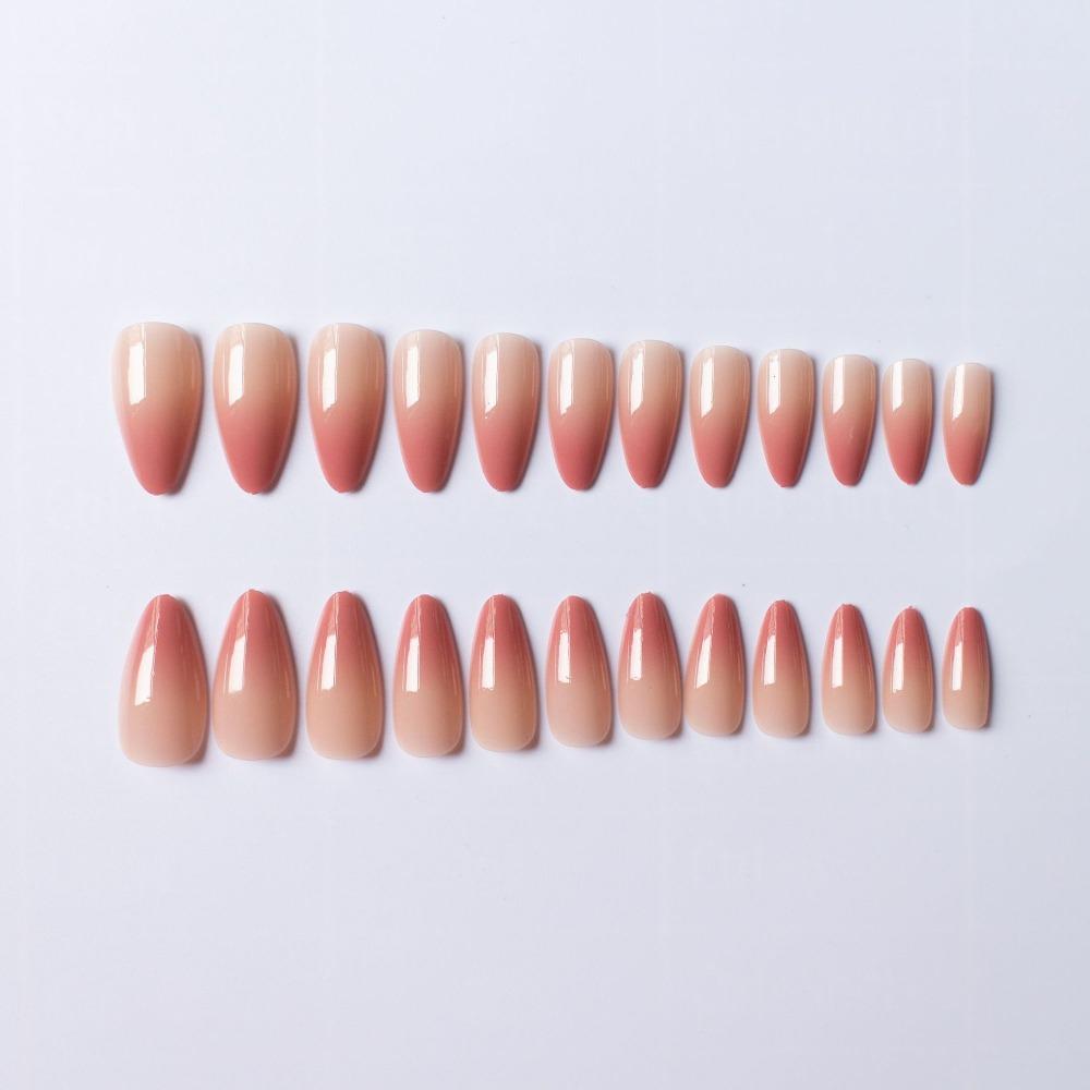 Pointed Head French Fake Nails Wearable Manicure Press On Nails Waterproof Almond False Nail  Women