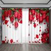 2PC Home Decoration Curtains   Rose Flowers With Pole Bag Curtains   Kitchen   Coffee Shop   Living Room   Balcony  Garden