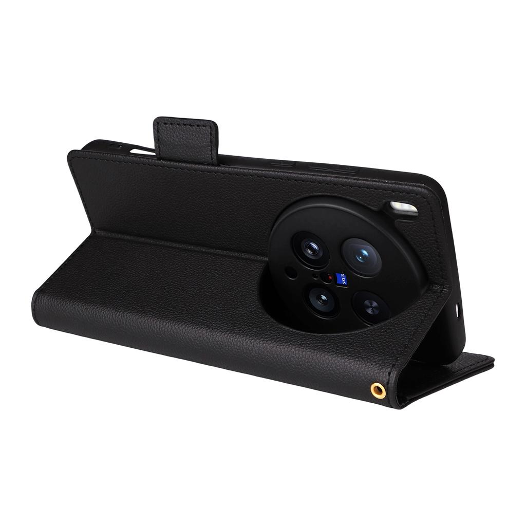 For vivo X200 Ultra 5G Case with Wrist Strap Litchi Texture PU Leather Wallet Phone Cover