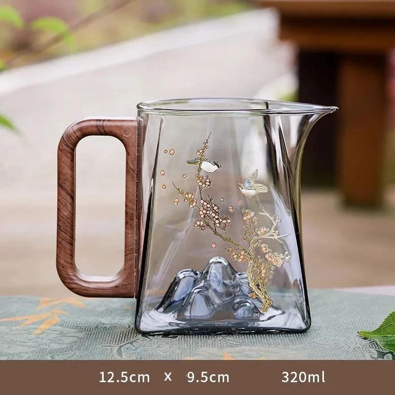 Japansk värmebeständig tekanna i glas med handtag & rättvisekopp – Glas teservis för bryggning