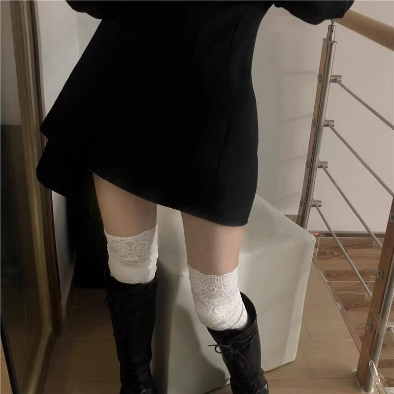 Lace Stockings Over Knee Boots White Thickened Lace Thigh Socks Women