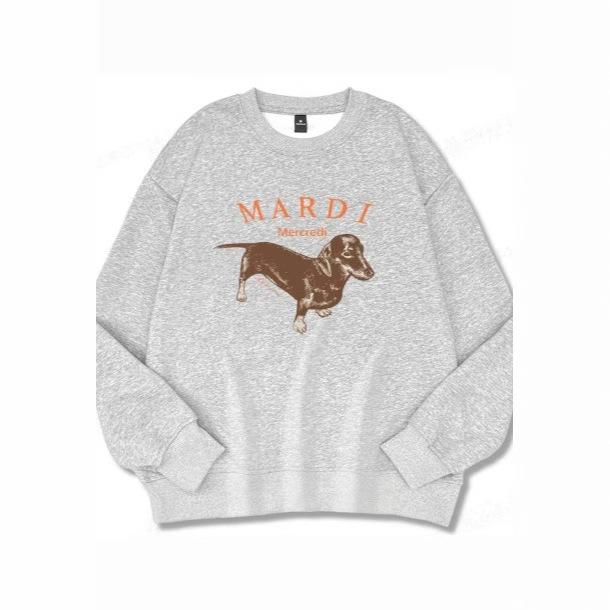 Korean Dachshund Print Sweatshirt 2024: Unisex Round Neck 320g Cotton, Kim Go-eun Inspired